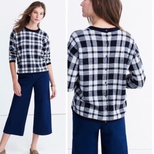 Madewell Plaid Button-Back Sweater